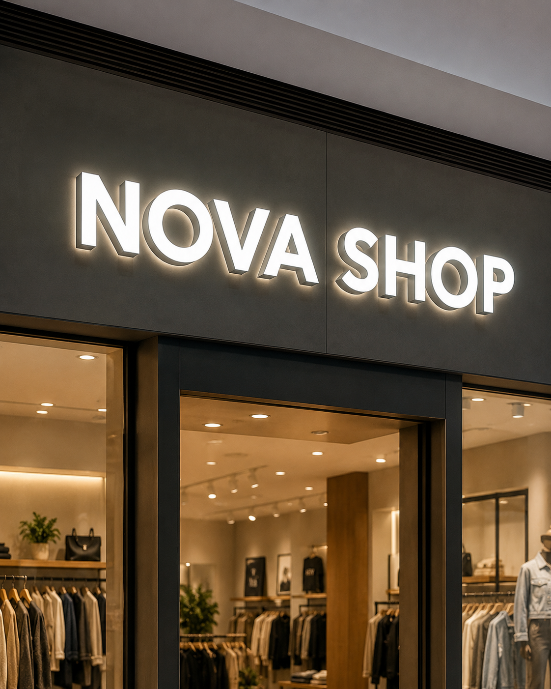 Logos 3D volumétricos — Branding volumétrico para interiores y retail.